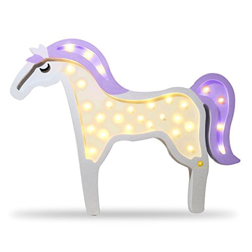 LUNA Kids Bedroom LED Unicorn Marquee Wooden Night Light Wall Décor Table Lamp,